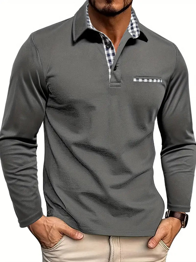 Poloshirt voor heren met lange mouwen | Smart-casual comfortabele pasvorm