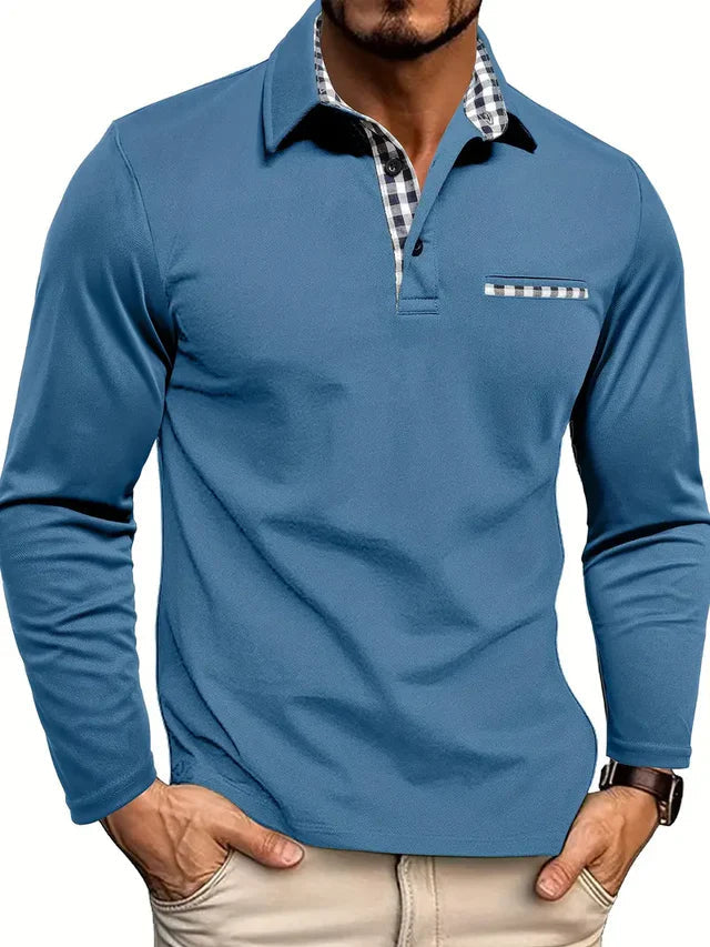 Herenpolo met lange mouwen | Smart casual comfort fit