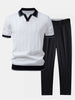 Heren-ribpolo & taps toelopende broek – smart-casual set