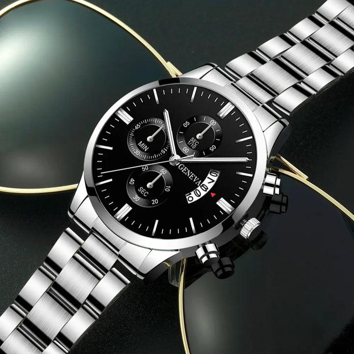 Luxe Herenhorloge - Zilveren Stainless Steel Quartz met Kalenderfunctie-Novormo