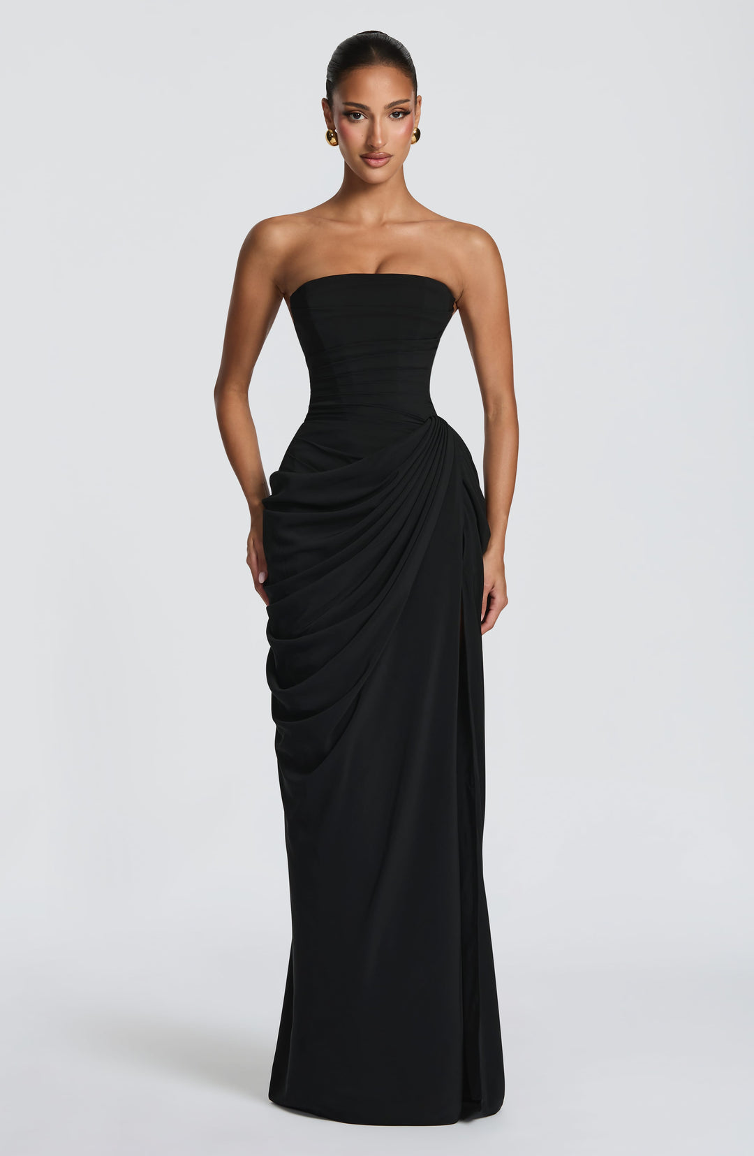 Lois strapless korset-maxi-jurk met hoge split