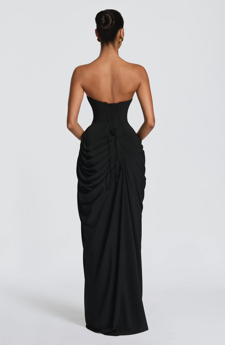 Lois strapless korset-maxi-jurk met hoge split