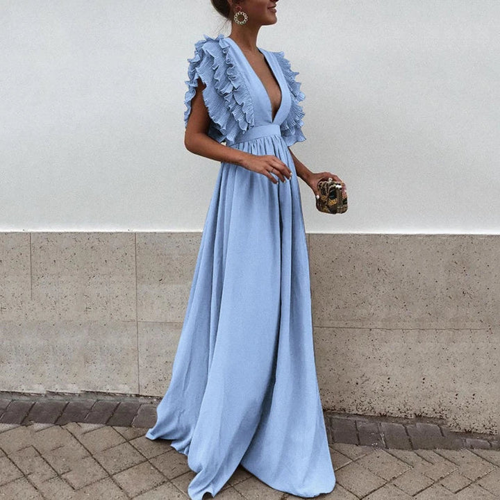 Elegante maxi avondjurk met ruches - Bernatte