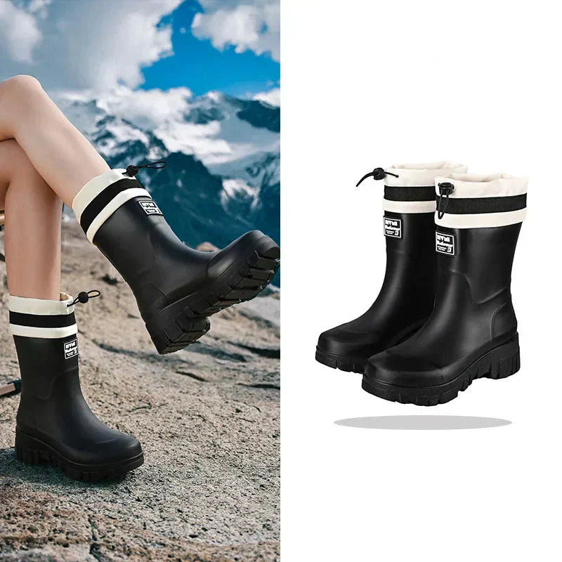 Dames Regenlaarzen retro Look waterdicht met antislipzool – Arlena