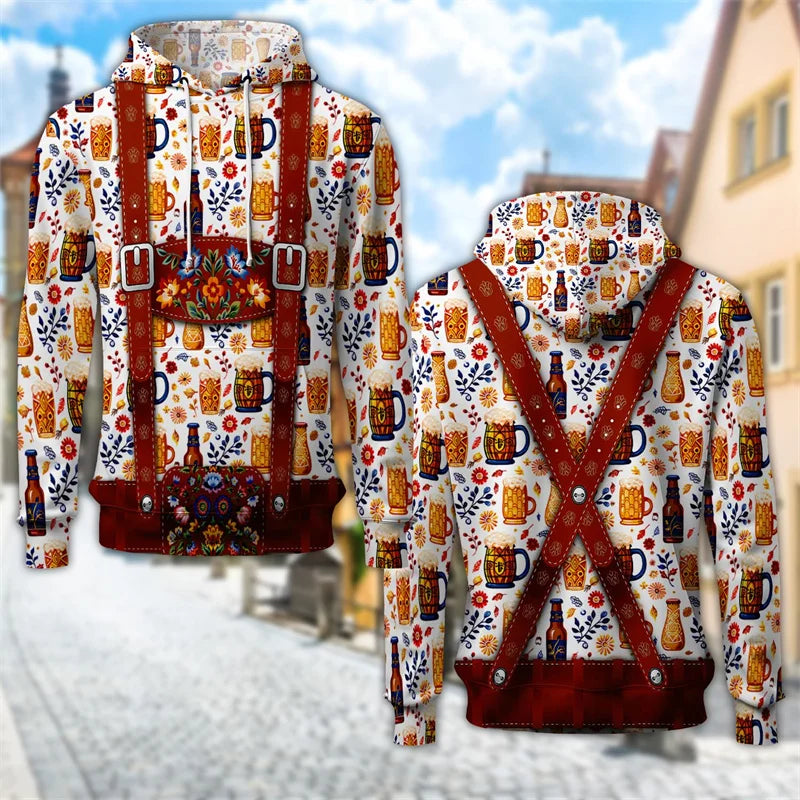 3D klederdracht-hoodie met bierpul-print – ProstZeit Oktoberfest 2026