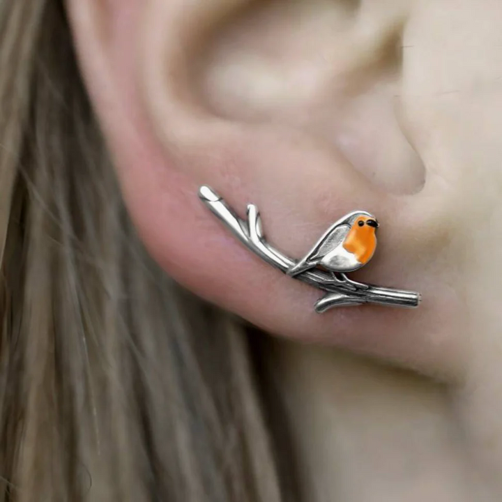 Oliegekleurde Vogel Ring & Ketting Set