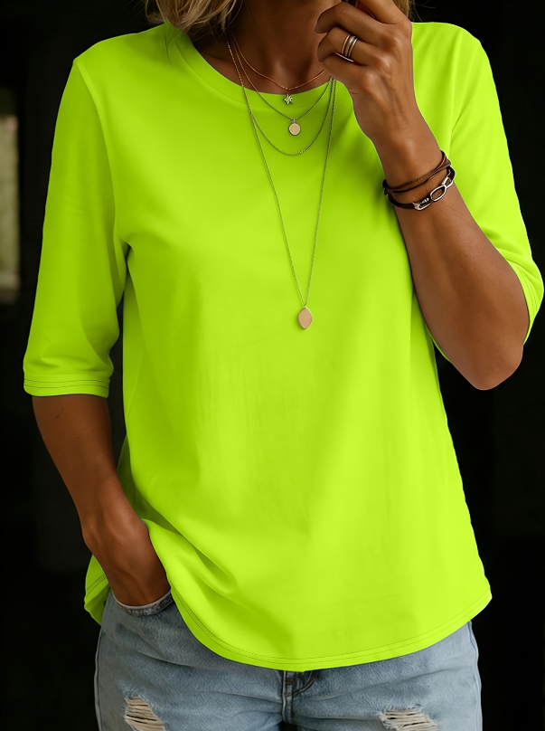 Comfort Coverage-T-shirt met langer gesneden halve mouwen