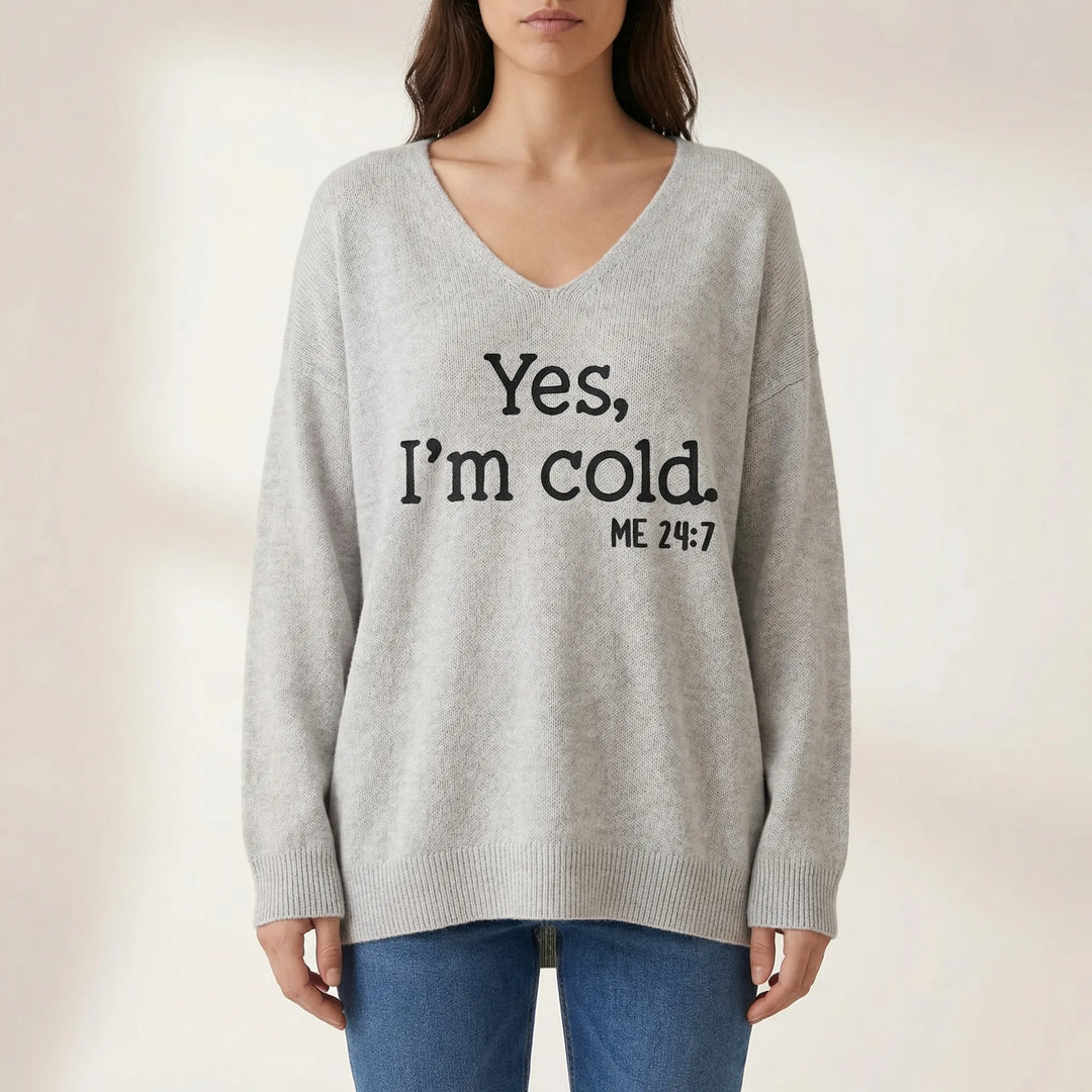 SnugvelleOversized V-Neck Slogan Jumper