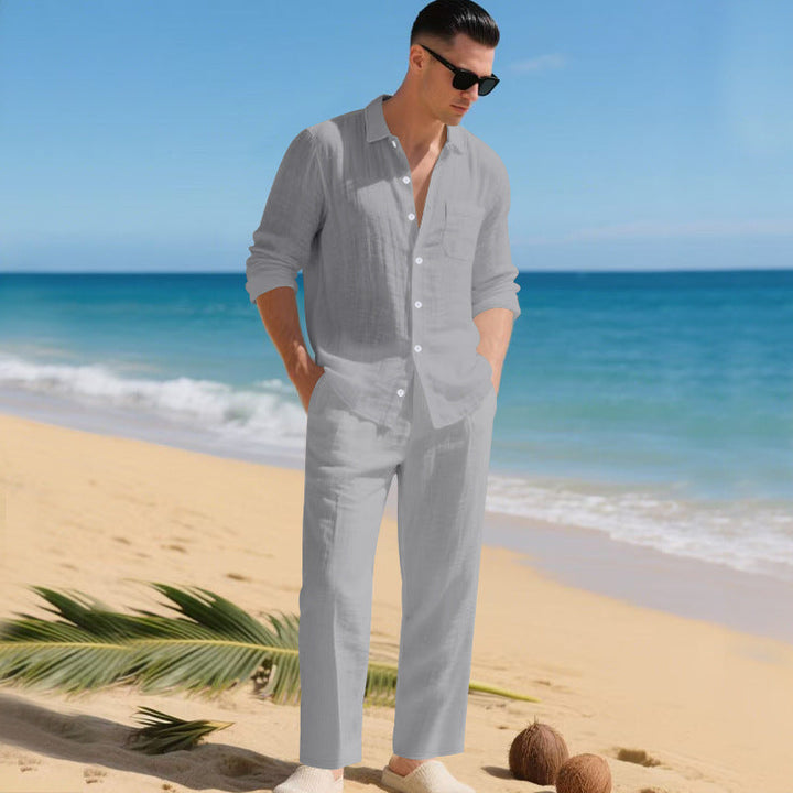 Heren 2-delige zomerset | Linnen overhemd & broek