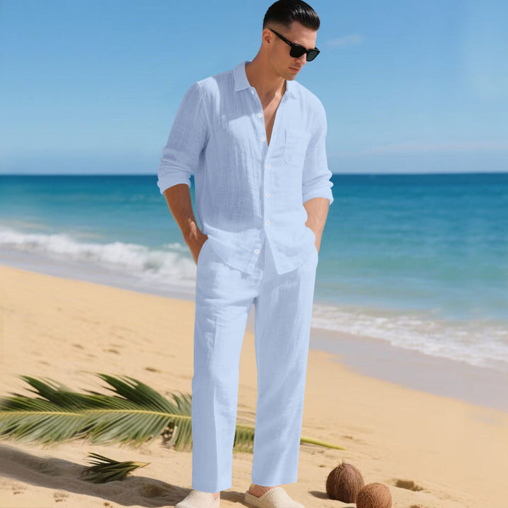 Heren 2-delige zomerset | Linnen overhemd & broek