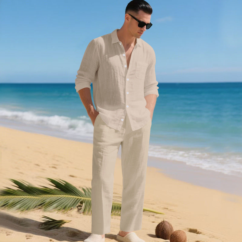 Heren 2-delige zomerset | Linnen overhemd & broek