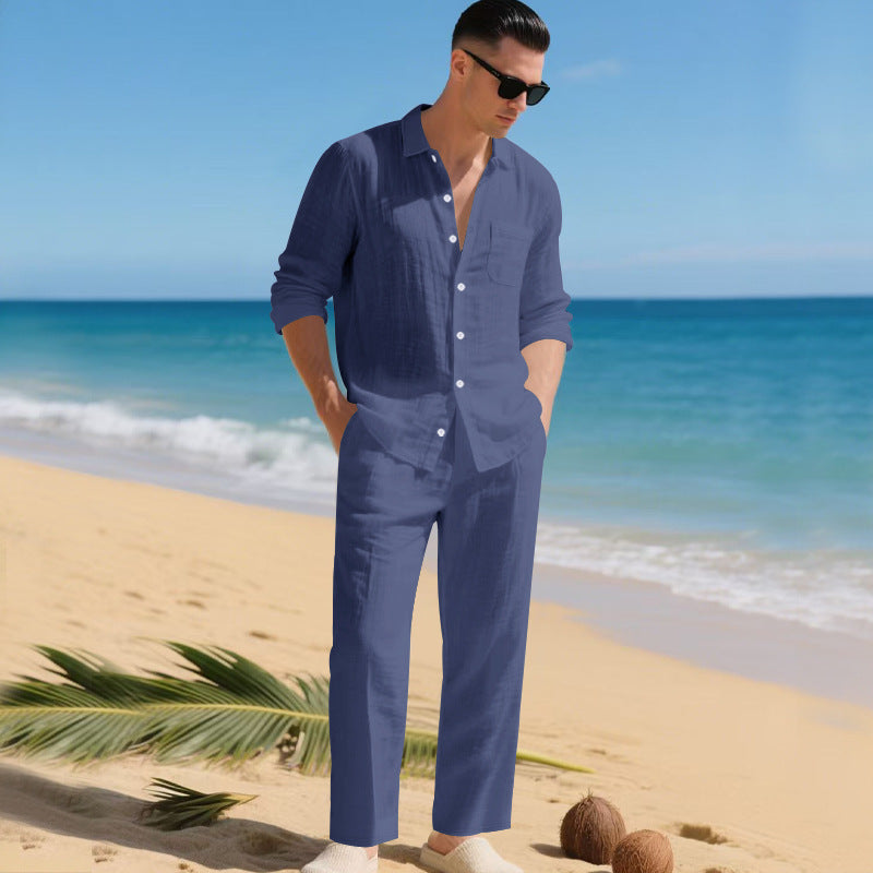 Heren 2-delige zomerset | Linnen overhemd & broek
