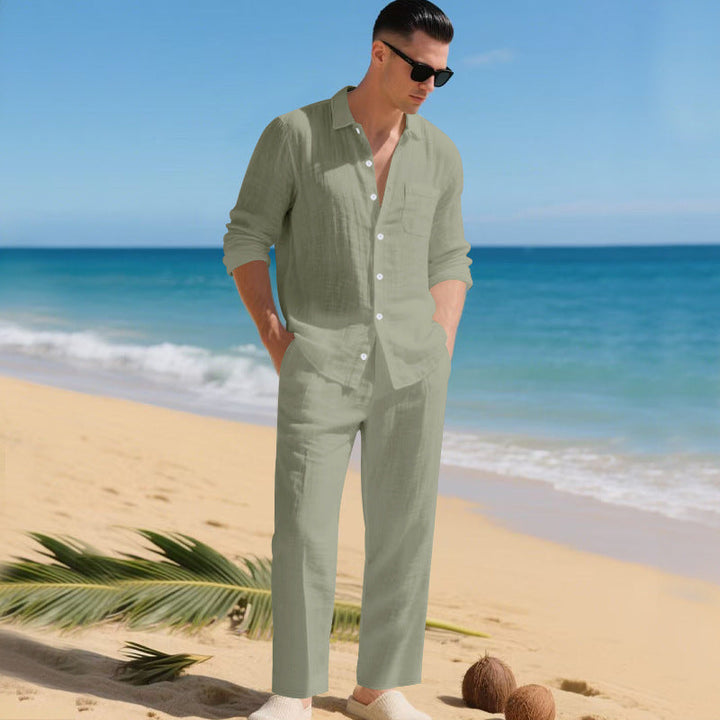 Heren 2-delige zomerset | Linnen overhemd & broek