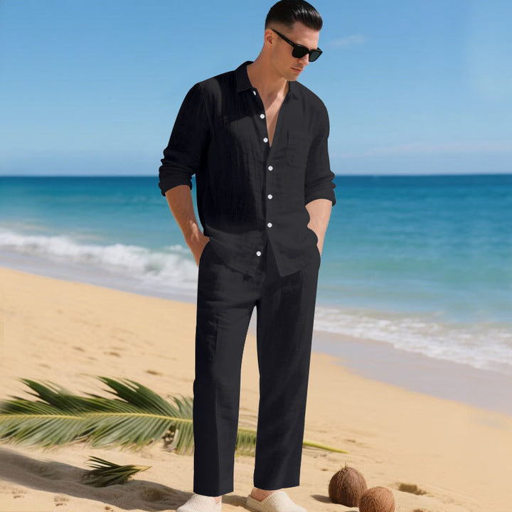 Heren 2-delige zomerset | Linnen overhemd & broek