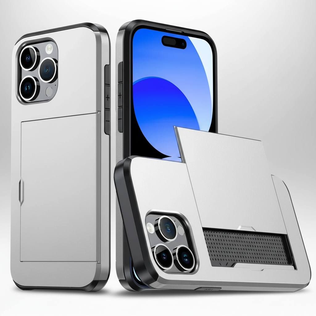 Schokbestendig TPU/polycarbonaat hoesje met pasjeshouder – CardaShield