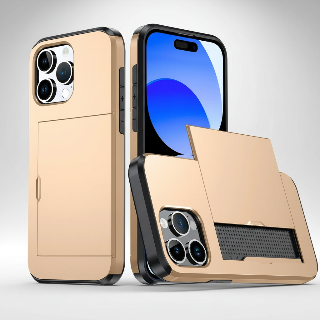 Schokbestendig TPU/polycarbonaat hoesje met pasjeshouder – CardaShield