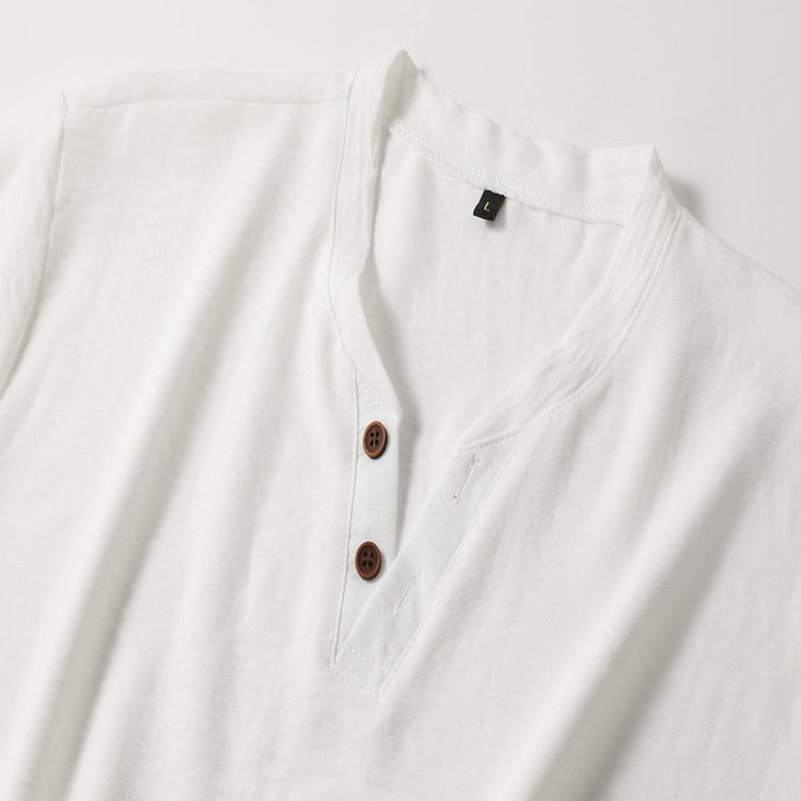 Heren-T-shirt met V-hals | Henley-knoopsluiting en elegante look