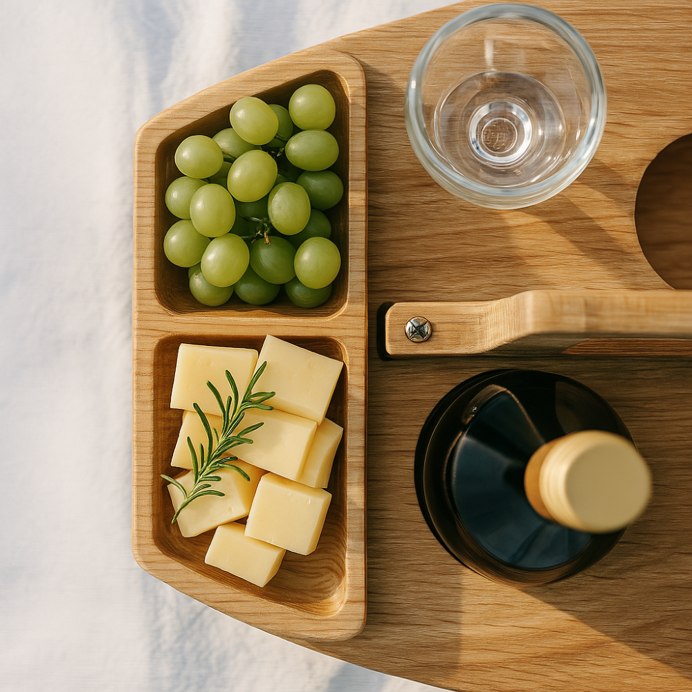 Draagbare houten picknick-wijntafel – WineNest