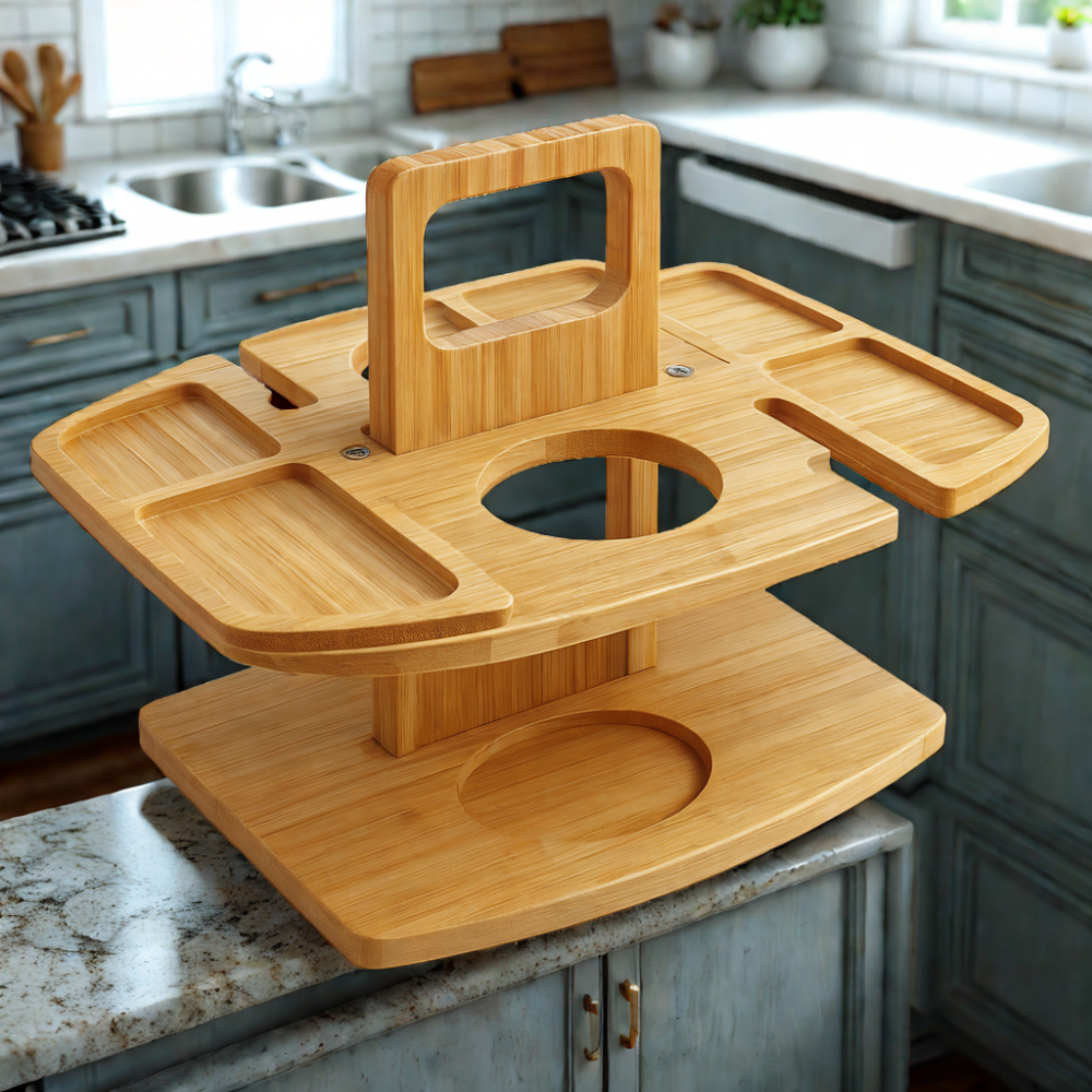 Draagbare houten picknick-wijntafel – WineNest
