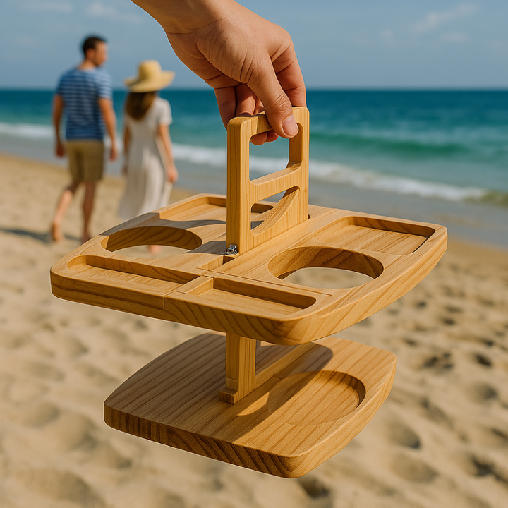 Draagbare houten picknick-wijntafel – WineNest