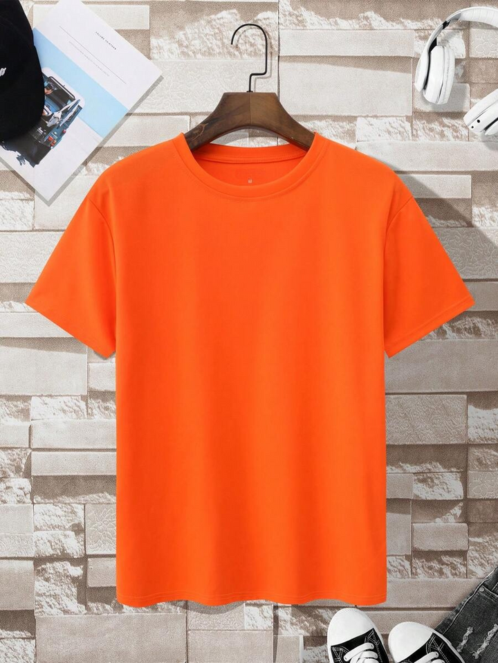 Heren T-shirt met Ronde Hals in Effen Kleur