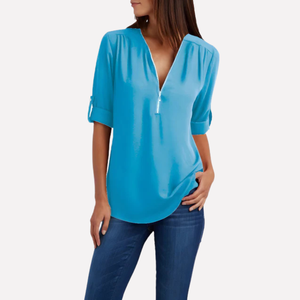 Blouse met coole halve rits