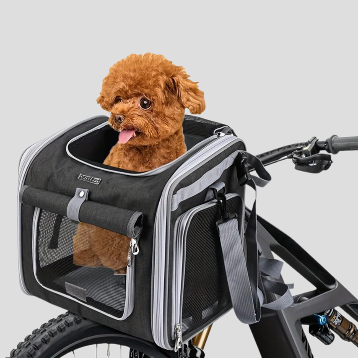 Uitbreidbare fietsmand voor huisdieren