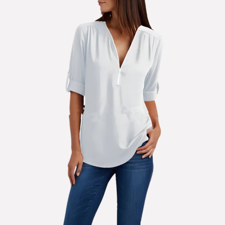 Blouse met coole halve rits