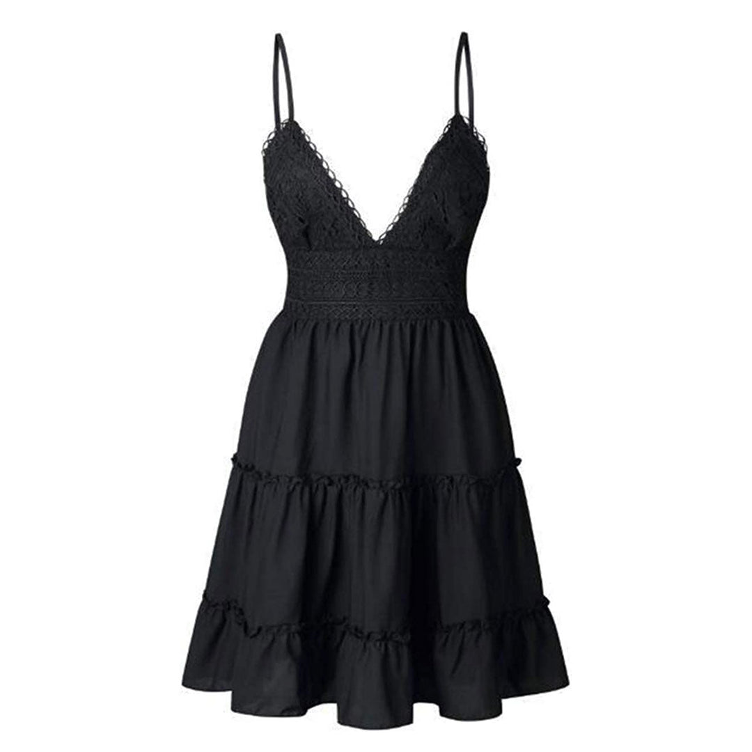 Luchtige & stijlvolle mini-spaghetti-jurk met V-hals – Melina