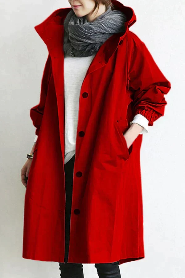 Oversized waterdichte trenchcoat met capuchon