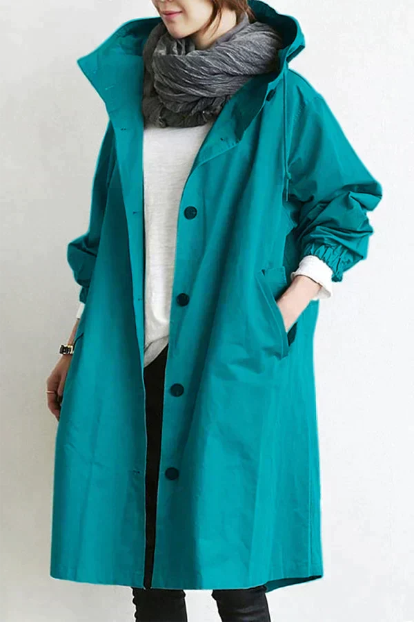 Oversized waterdichte trenchcoat met capuchon