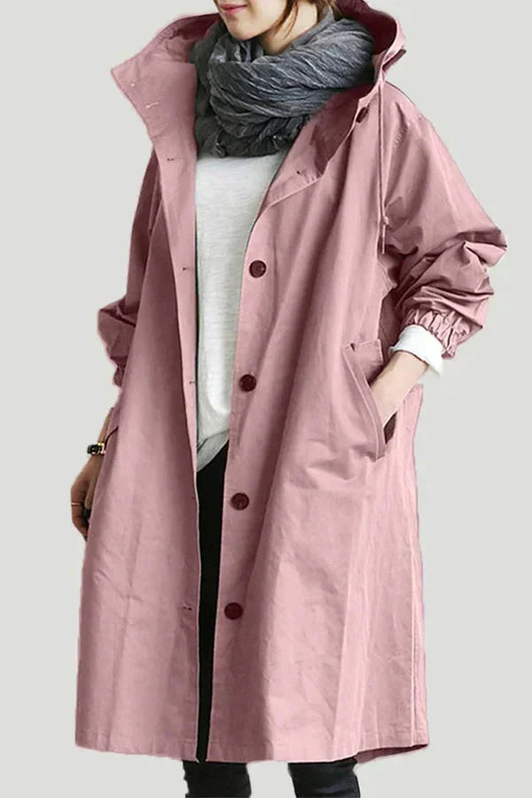 Oversized waterdichte trenchcoat met capuchon
