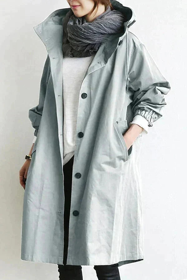 Oversized waterdichte trenchcoat met capuchon