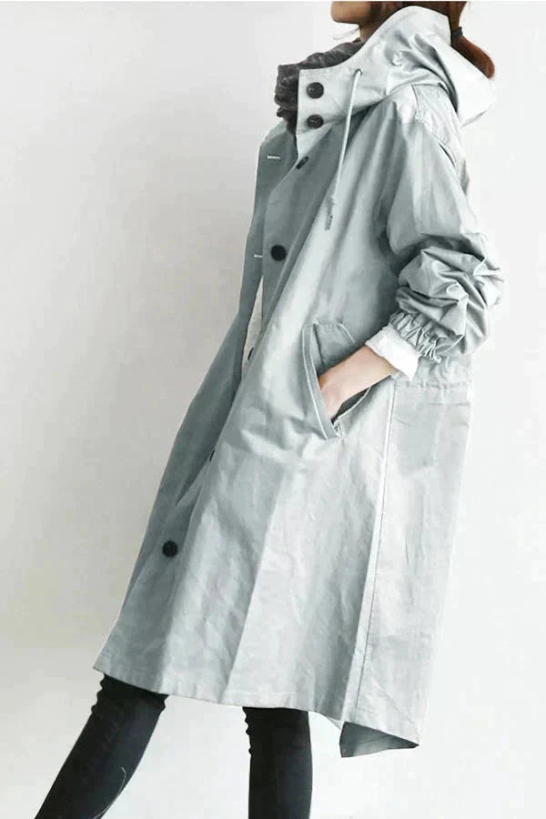 Oversized waterdichte trenchcoat met capuchon