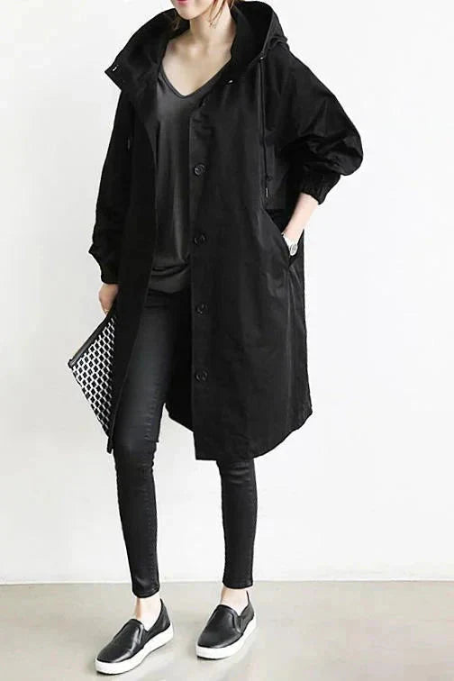 Oversized waterdichte trenchcoat met capuchon