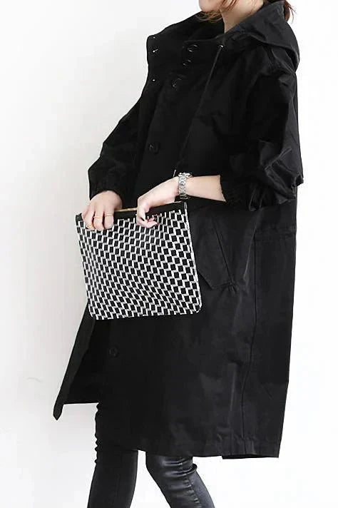 Oversized waterdichte trenchcoat met capuchon