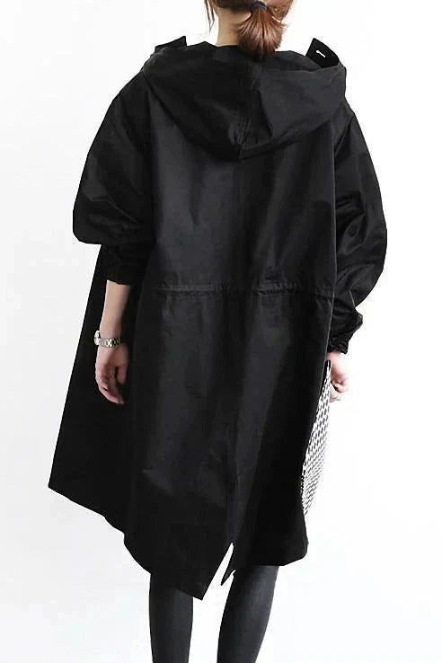 Oversized waterdichte trenchcoat met capuchon