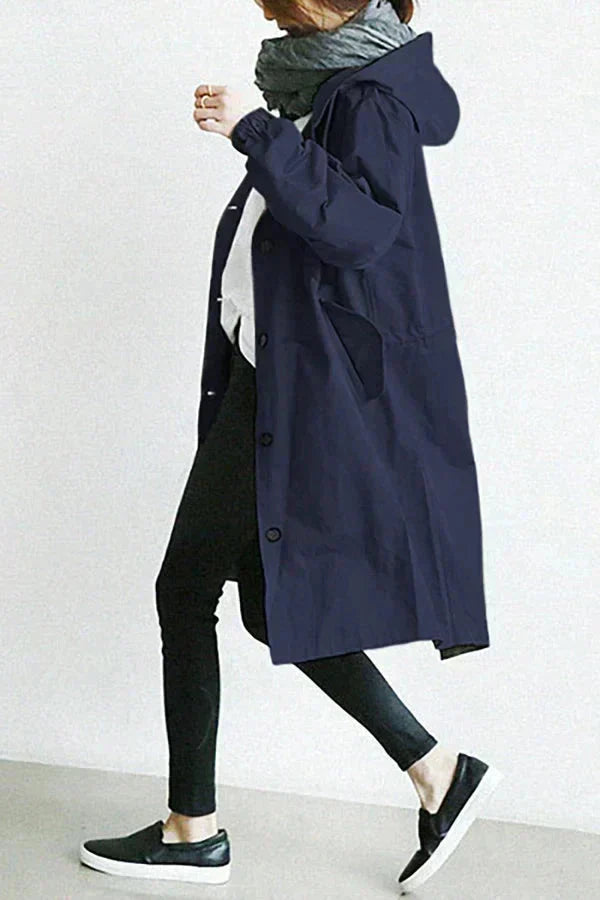 Oversized waterdichte trenchcoat met capuchon