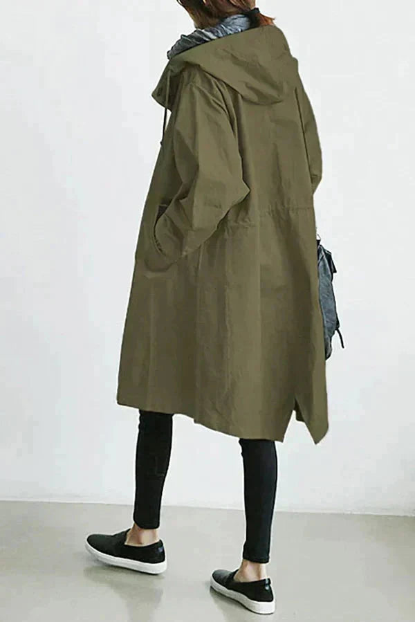 Oversized waterdichte trenchcoat met capuchon