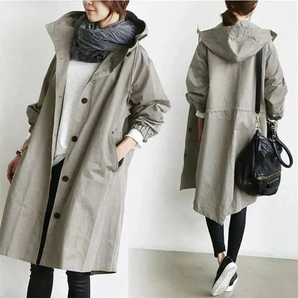 Oversized waterdichte trenchcoat met capuchon