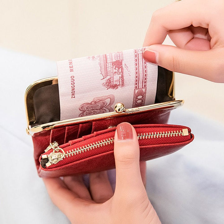 Vintage korte portemonnee met knipsluiting