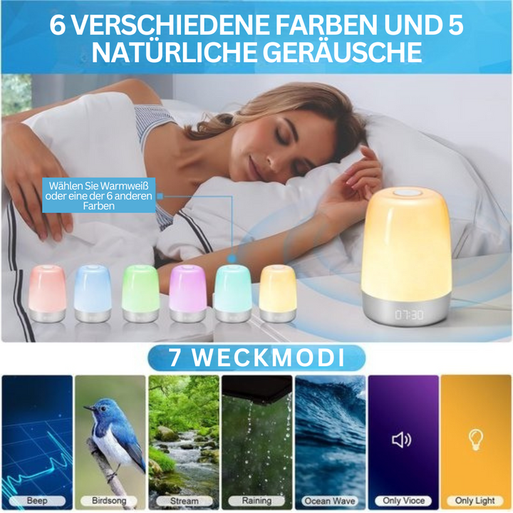 Wake-up light met natuurgeluiden – Aurora
