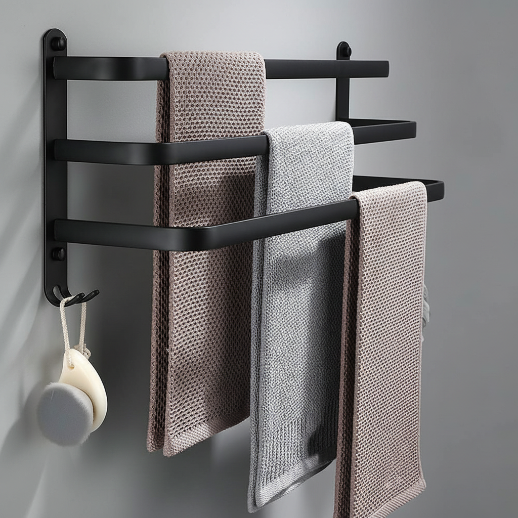 Aan de muur gemonteerde metalen handdoekenhouder - SpaceHang