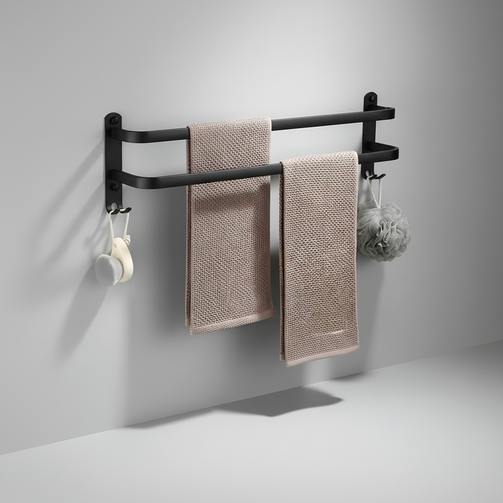 Aan de muur gemonteerde metalen handdoekenhouder - SpaceHang