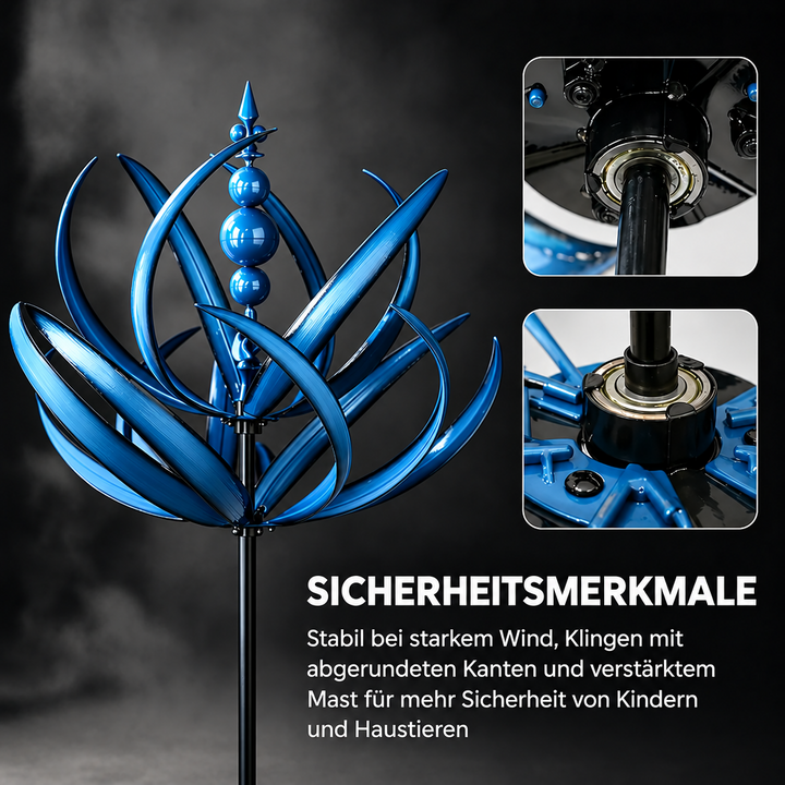 Windwijzer: metalen lotus-windspinner – roestbestendige tuindecoratie