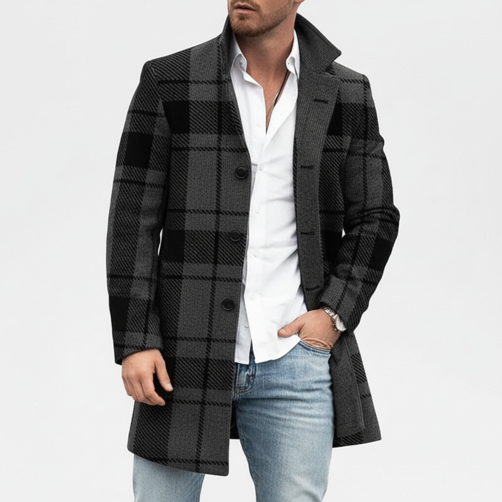 Wollen Mantel met Ruitpatroon - Marc