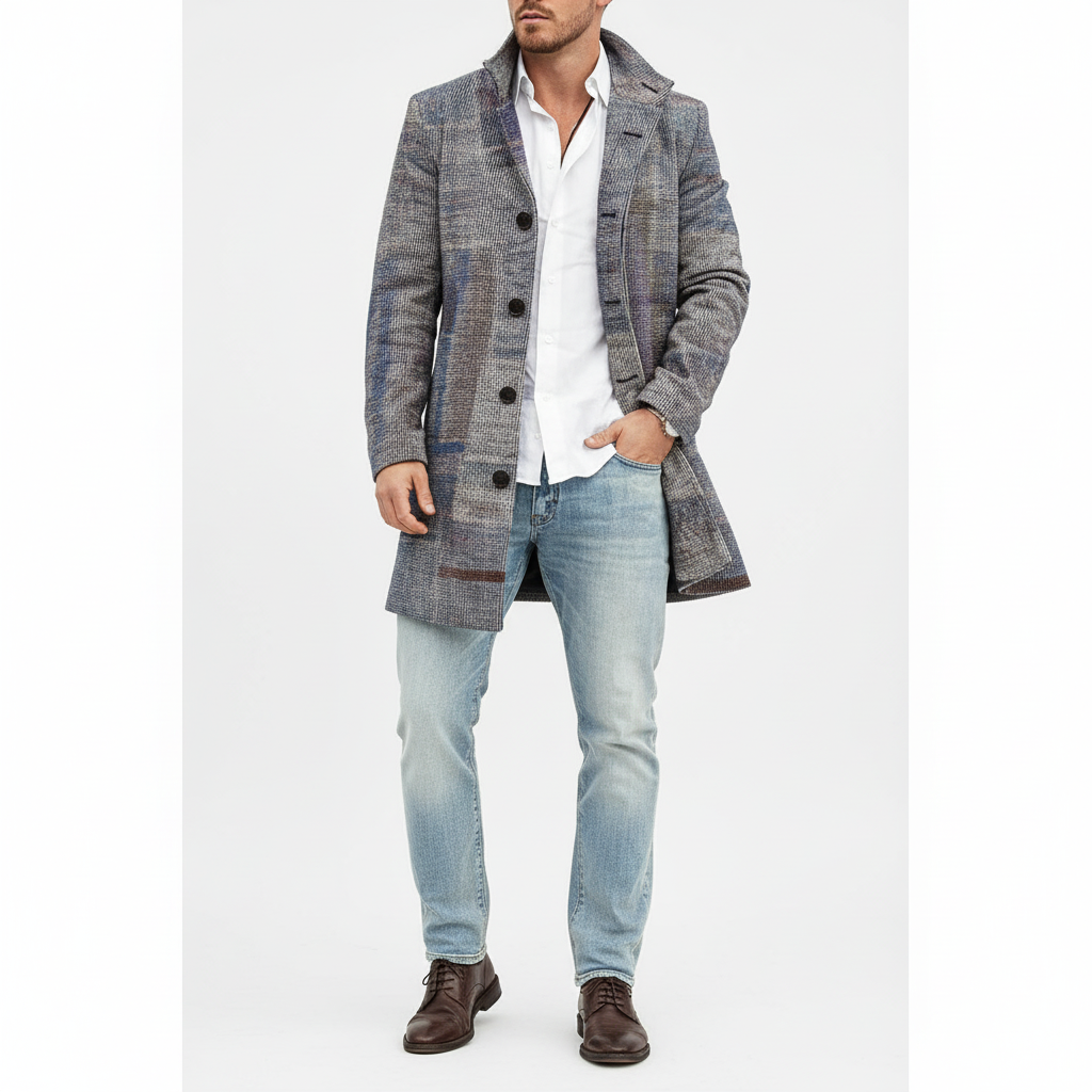 Wollen Mantel met Ruitpatroon - Marc