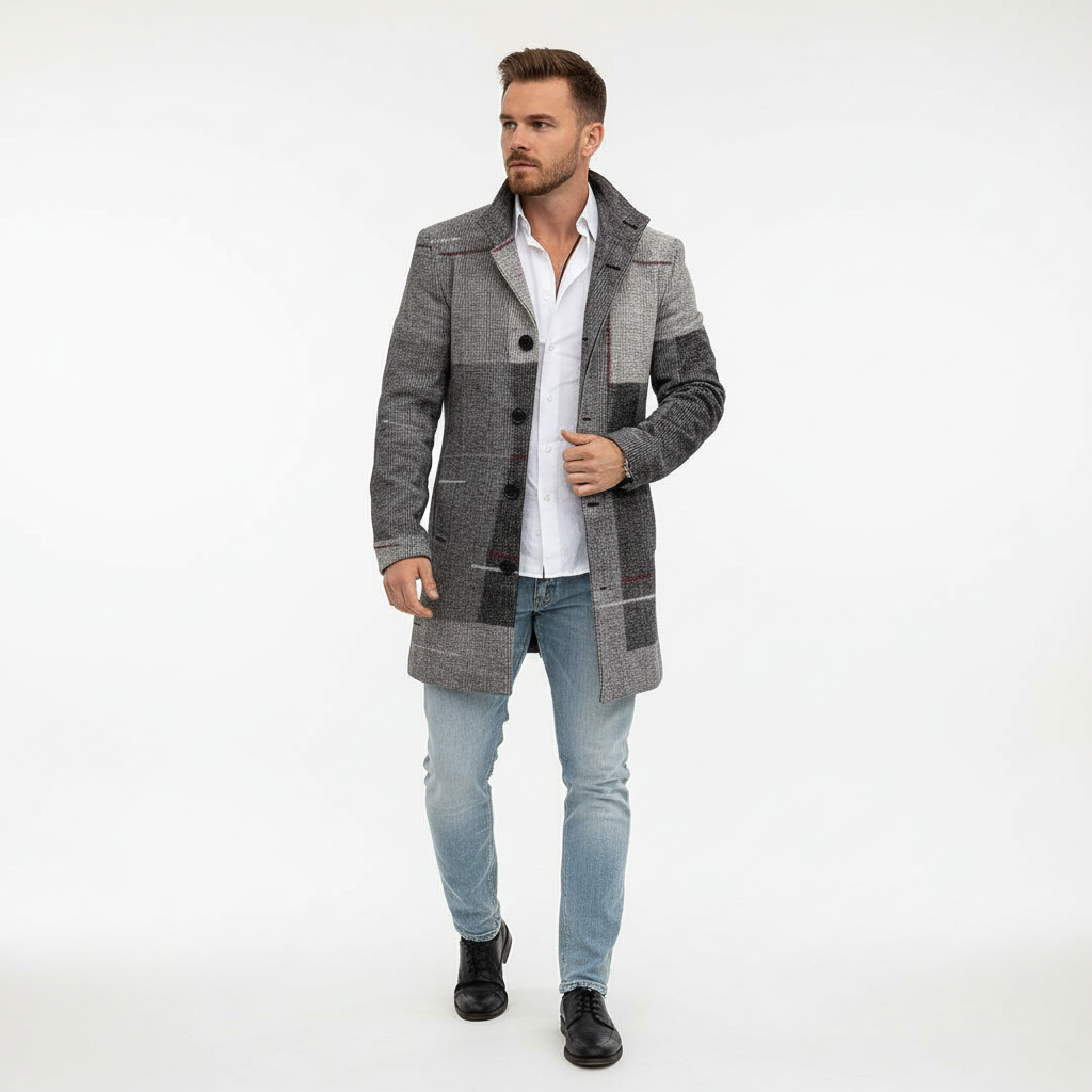 Wollen Mantel met Ruitpatroon - Marc