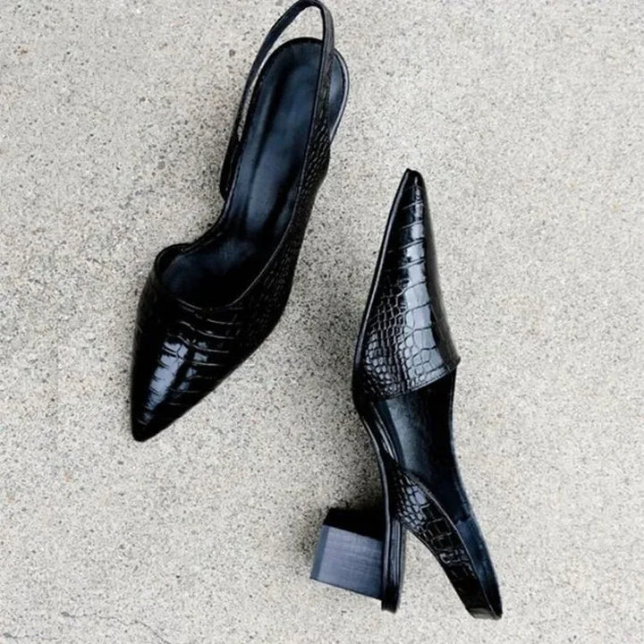 Orthopedische Bruine Pumps - Croco