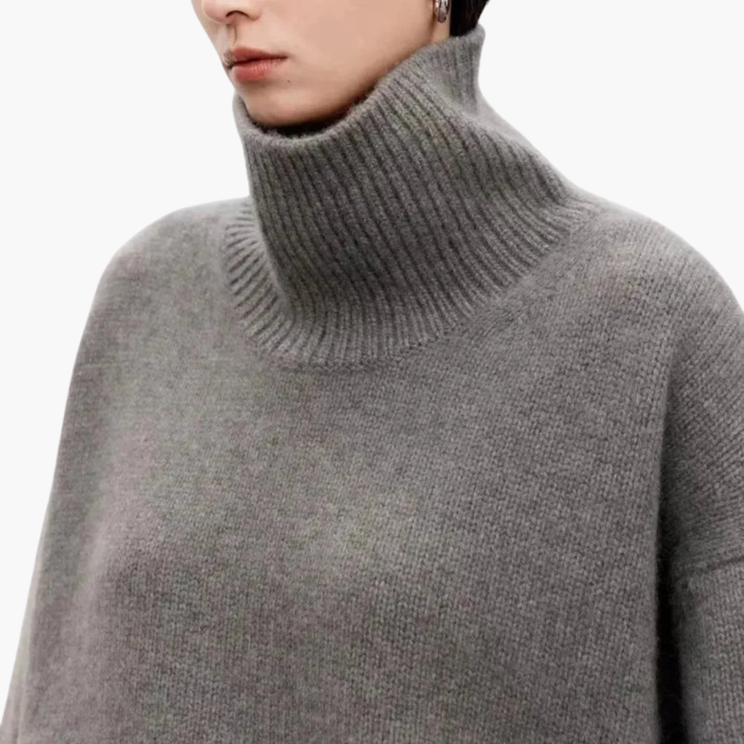 Dames Oversized Hoge Hals Trui – Ontspannen Gebreide Laag